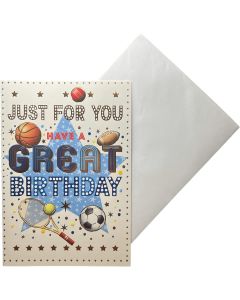 Sporty Design Card For Male. 19x13cm (8x6 Inches)