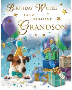 Birthday Wishes For A Brilliant Grandson. Birthday Card. 19x13cm (8x6 Inches)