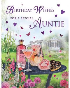 Birthday Wishes To A Special Auntie Card. 19x13cm