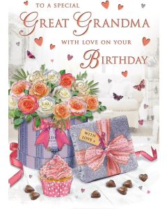 To A Special Great Grandma With Love On Your Birthday Card. 23x15cm (9x6 Inches)