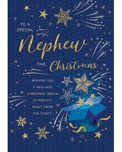 To A Special Nephew At Christmas Card. Modern Design. 23x15cm