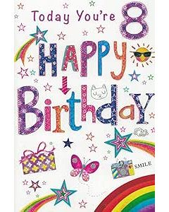 8th Birthday Card For Girl. 19x13 (8x6 Inches)