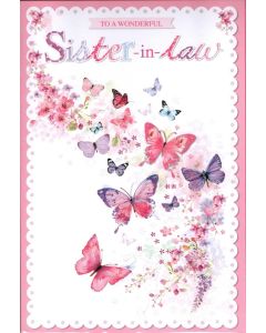 Sister In Law Birthday Card. 19x13cm (8x6 Inches)