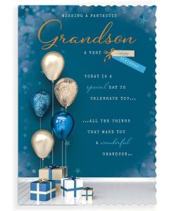 Wishing A Fantastic Grandson A Very Happy Birthday. 23x15cm (9x6 Inches)