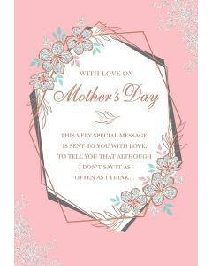 With Love On Mother's Day Card. 23x15cm (9x6 Inches)
