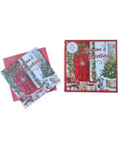Box Of 10 Season's Greetings 6x6 Inch Christmas Cards