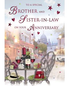 To A Special Brother and Sister-in-Law Anniversary Card. 23x15cm (9x6 Inches)