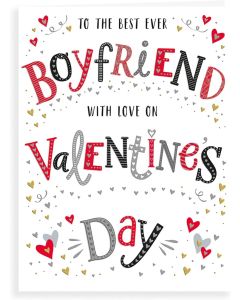 Boyfriend With Love On Valentine's Day card. Extra Large 12x9 Inches