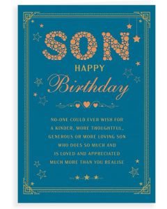 Son Happy Birthday. Medium Card 15x25cm (6x9inches)