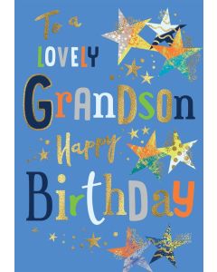 To A Lovely Grandson Happy Birthday Card. 23x15cm (9x6 Inches)