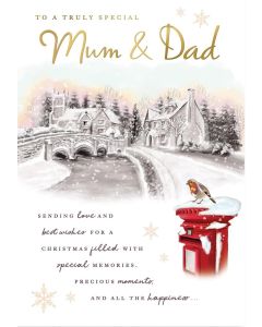 To A Truly Special Mum and Dad At Christmas Card. 23x15 (9x6 Inches)