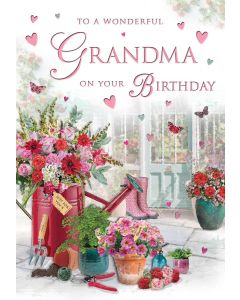 To A Wonderful Grandma On Your Birthday Card. 23x15cm (9x6 Inches)