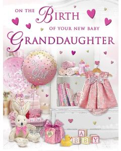 Congratulations On The Birth Of Your Granddaughter Card. 19x13cm (8x6 Inches)