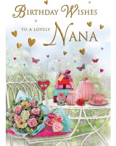 Birthday Wishes To a Lovely Nana. Medium Card 15x25cm (6x9inches)