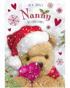 Nanny Cute Teddy Bear Christmas Card. 23x15cm