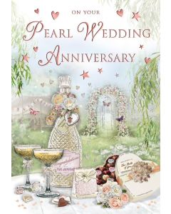 On Your Pearl Wedding Anniversary Card. 23x15cm (9x6 Inches)