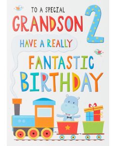 Age 2 Grandson Card. 23x15cm (9x6 Inches)