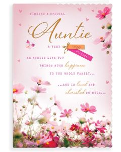 Wishing A Special Auntie Happy Birthday. Medium Card 15x25cm (6x9inches)