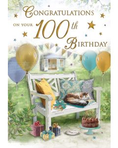 Congratulations On Your 100th Birthday Card. 23x15cm (9x6 Inches)