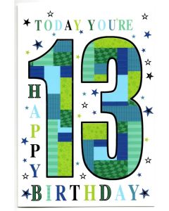 Birthday Card for Teenager 13th Birthday. Card for 13 Year Old Boy. 8x6 Inches(19x13cm)