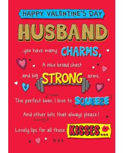 Happy Valentine's Husband Humour Card. 23x15cm (9x6 Inches) 