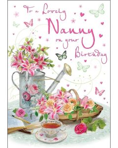 To A Lovely Nanny On Your Birthday Card. 23x15cm (9x6 Inches)