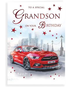 Grandson On Your Birthday Card. 23x15cm (9x6 Inches)