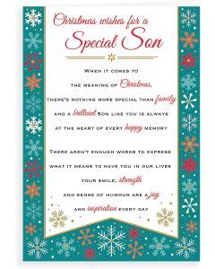 Christmas Wishes For A Special Son Card. 23x15cm (9x6 Inches)