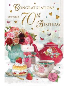 Congratulations On Your 70th Birthday Card. 23x15cm (9x6 Inches)
