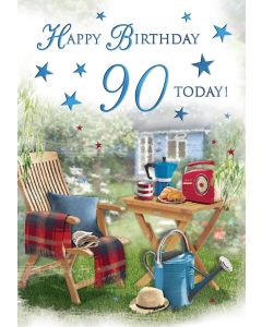 Happy 90th Birthday Card For Male.  23x15cm (9x6 Inches)