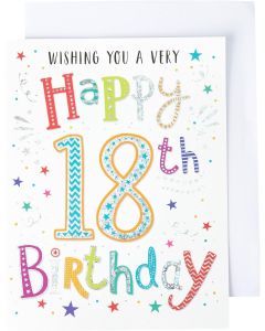 18th Birthday Card For Him Or Her. 19x13cm (8x6 Inches)