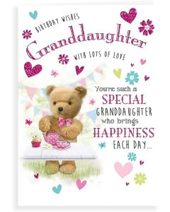 Granddaughter With Lots Of Love Birthday Card. 23x15cm (9x6 Inches)