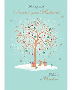 For A Special Niece And Your Husband Christmas Card. 23x15 (9x6 Inches)