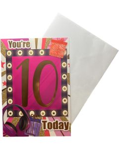Age 10 Birthday Card For Girl. 19x13cm (8x6 Inches)