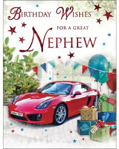 Birthday Wishes For A Great Nephew Card. 19x13cm