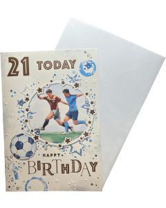 Age 21st Card For Male. Football Design. 19x13cm (8x6 Inches)