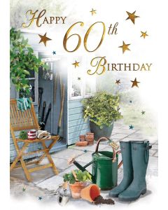 Happy 60th Birthday Card For Male.  23x15cm (9x6 Inches)