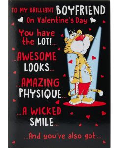 To My Brilliant Boyfriend Humour Valentine's Card. 23x15cm (9x6 Inches)