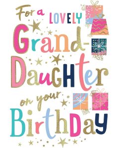 For A Lovely Granddaughter On Your Birthday Card. 23x15cm (9x6 Inches)