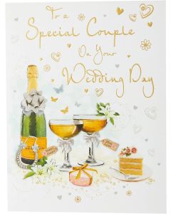 For A Special Couple On Your Wedding Day Card. 19x13cm (8x6 Inches)