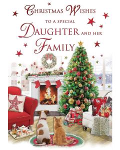 Christmas Wishes To A Special Daughter and Her Family Christmas Card. 23x15cm