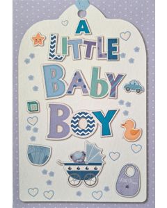 A Little Baby Boy. Congratulations on your beautiful baby boy card. 19x13cm (8x6 Inches)
