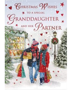 To A Special Granddaughter and Her Partner Christmas Card. 23x15cm (9x6 Inches)