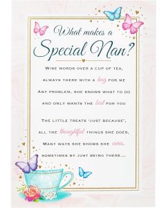 Special Nan Birthday Card. Medium Card 15x25cm (6x9inches)