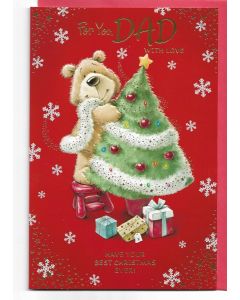 For You Dad With Love. Medium Christmas Card 15x25cm (6x9inches)
