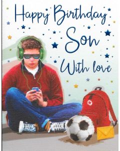 Happy Birthday Son With Love Card. 19x13cm (8x6 Inches)