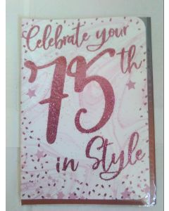 Ladies/Female Celebrate 75th Birthday Card. 19x13cm (8x6 Inches)
