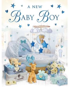 A New Baby Boy Card. 8x6 Inches (19x13cm)