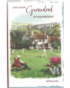 Grandad Birthday Card. Cricket Theme. 9x6 Inches (23x15cm)