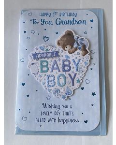 Happy 1st Birthday To You Grandson. Card Measures 23x15cm